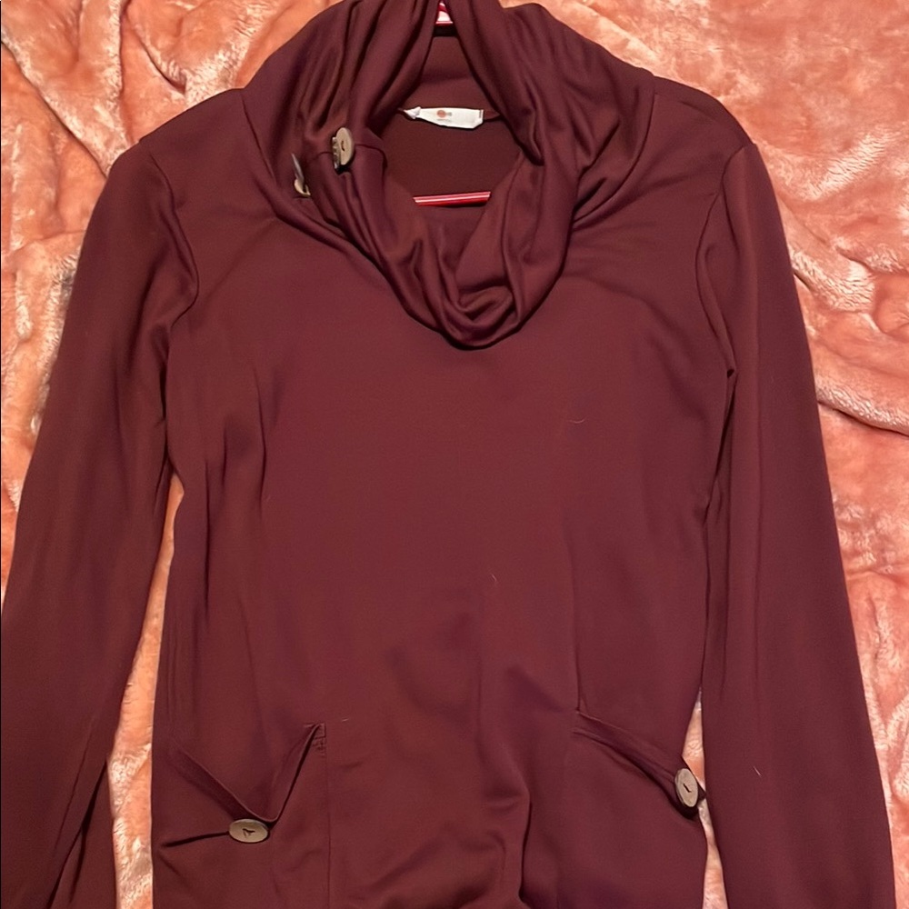 Elegant Maroon Cowl Neck Sweater